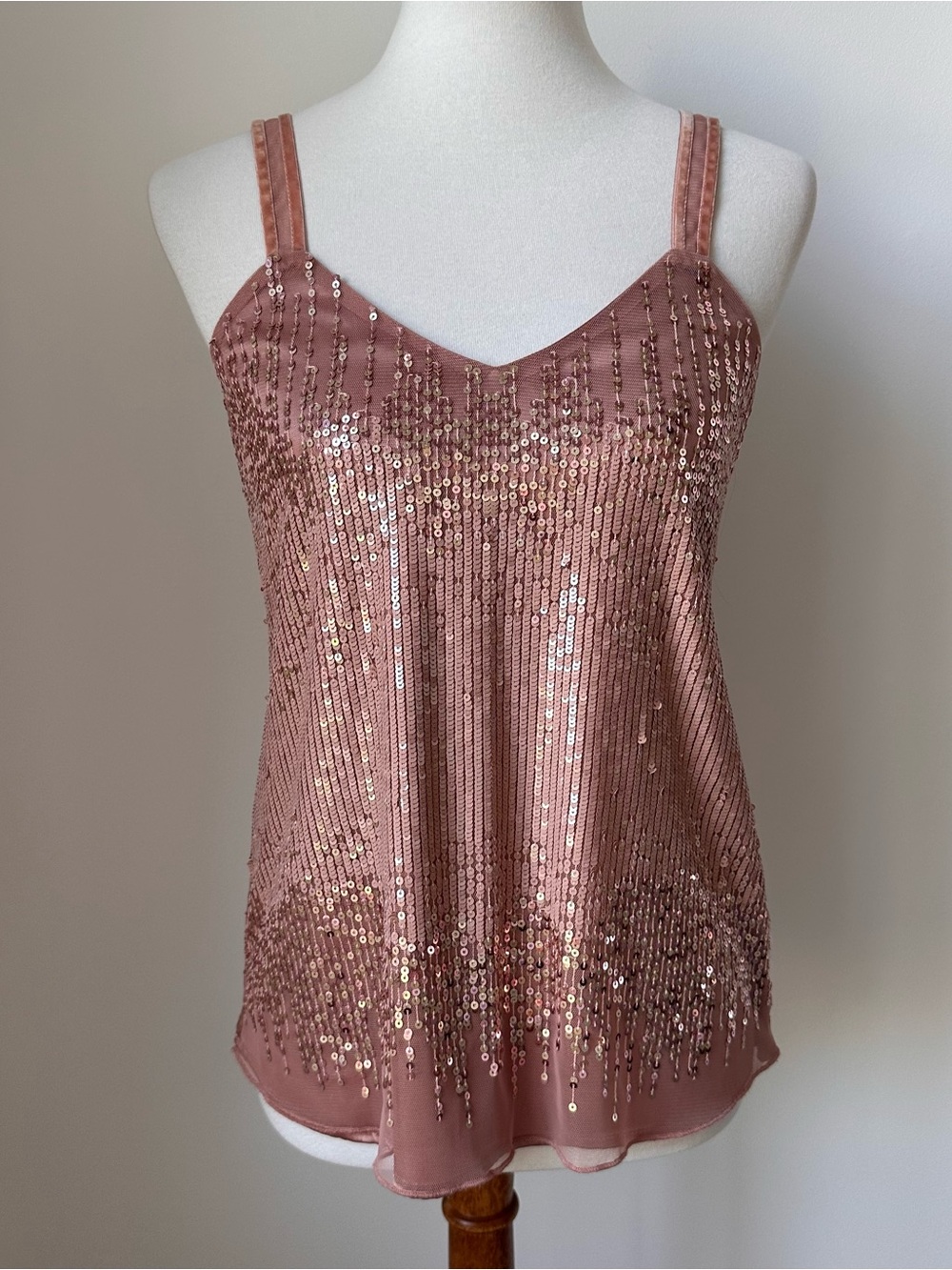 White House Black Market Rose-Gold Sequin Camisole Size X-Small